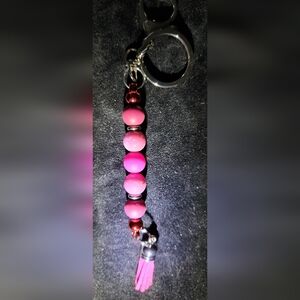 Chic Pink Beaded Keychain